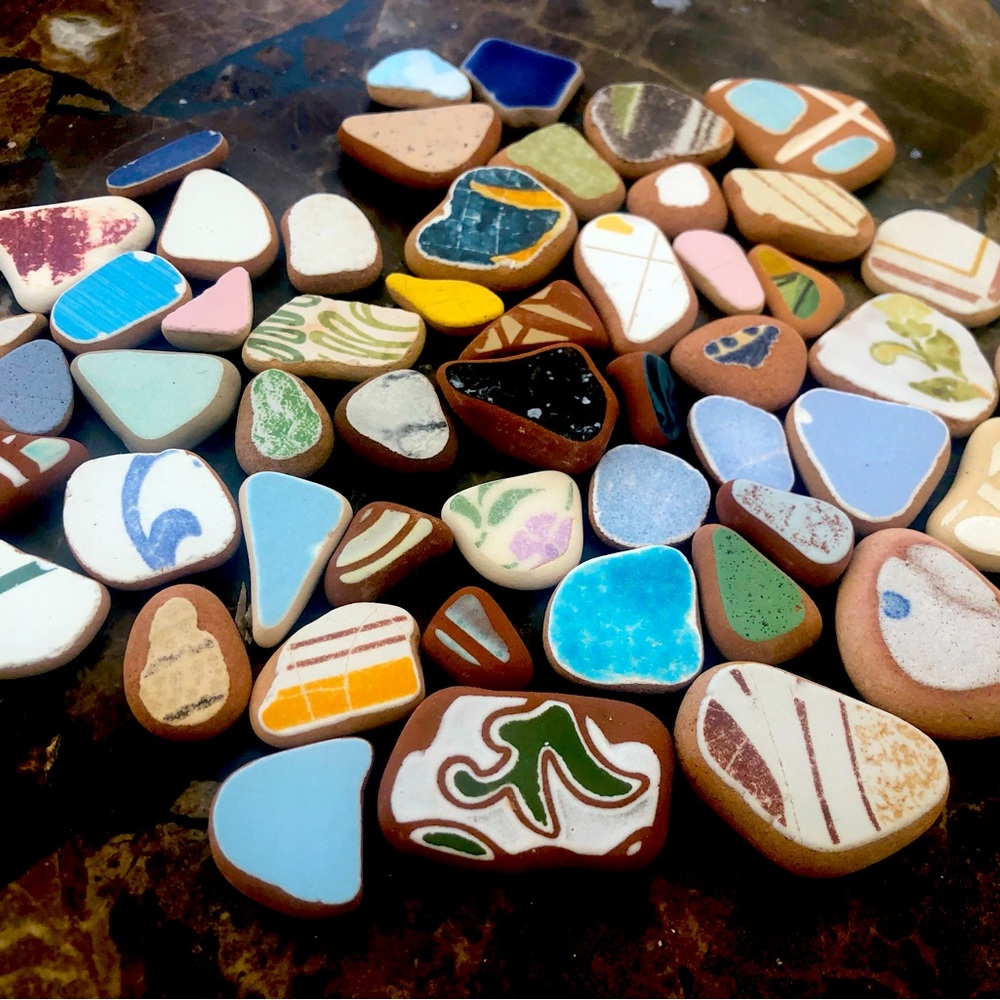 Sea Pottery Stones collected in Barcelona and Italy.